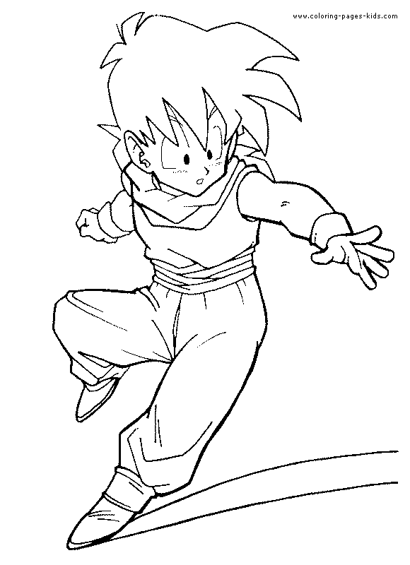 Dragon Ball Z color page, cartoon characters coloring pages