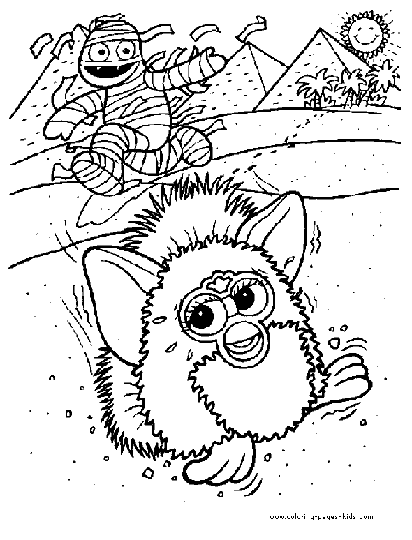 Furby color page, furbies cartoon characters coloring pages, color plate, coloring sheet,printable coloring picture