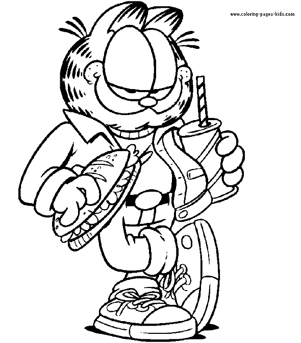 Garfield color page, cartoon characters coloring pages, color plate, coloring sheet,printable coloring picture