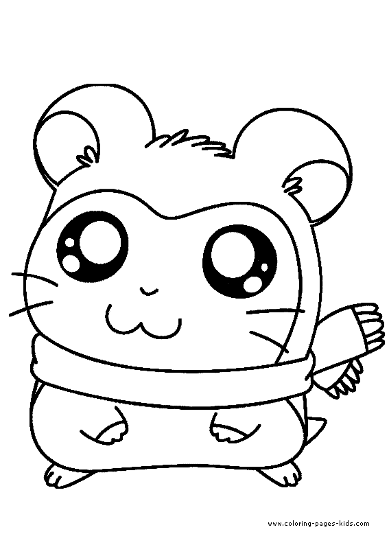 Hamtaro color page - Free cartoon coloring book pages for kids