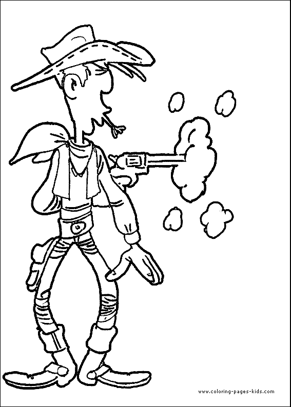 Lucky Luke color page, cartoon characters coloring pages, color plate, coloring sheet,printable coloring picture