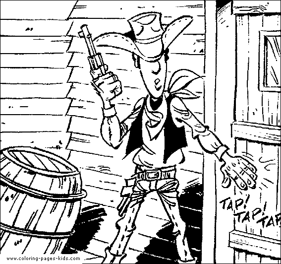 Lucky Luke color page, cartoon characters coloring pages, color plate, coloring sheet,printable coloring picture