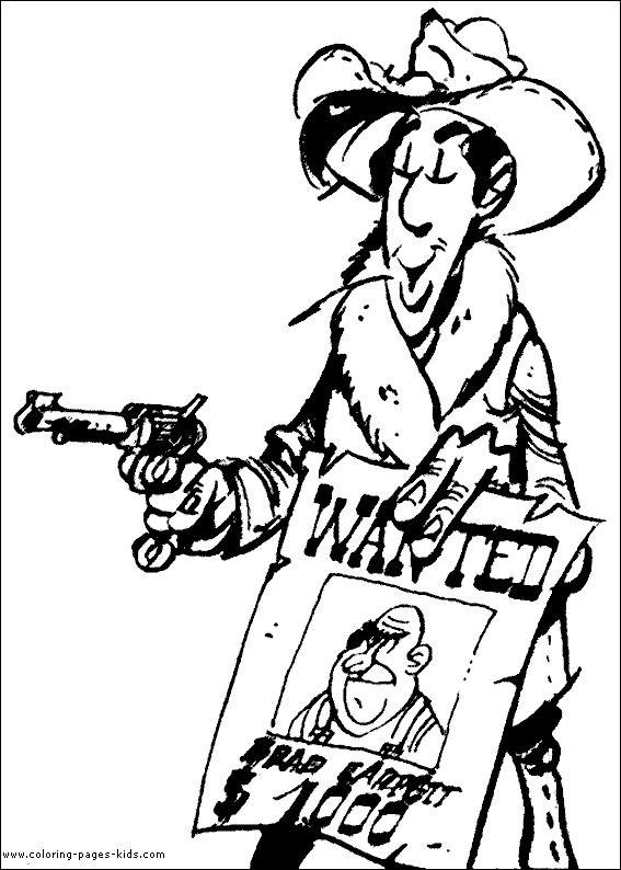 Lucky Luke color page, cartoon characters coloring pages, color plate, coloring sheet,printable coloring picture