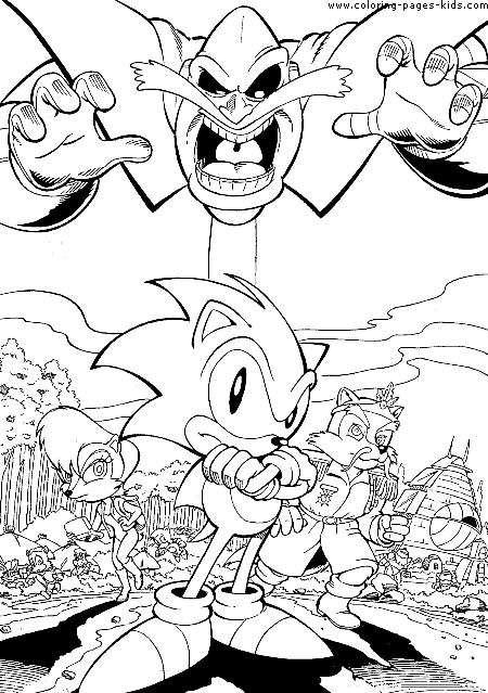 Sonic the Hedgehog color page cartoon characters coloring pages, color plate, coloring sheet,printable coloring picture