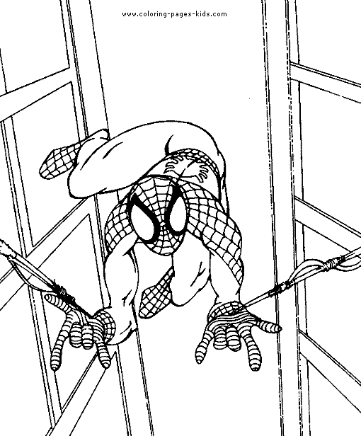 Spider-Man Coloring Page - Spider-Man shooting webs
