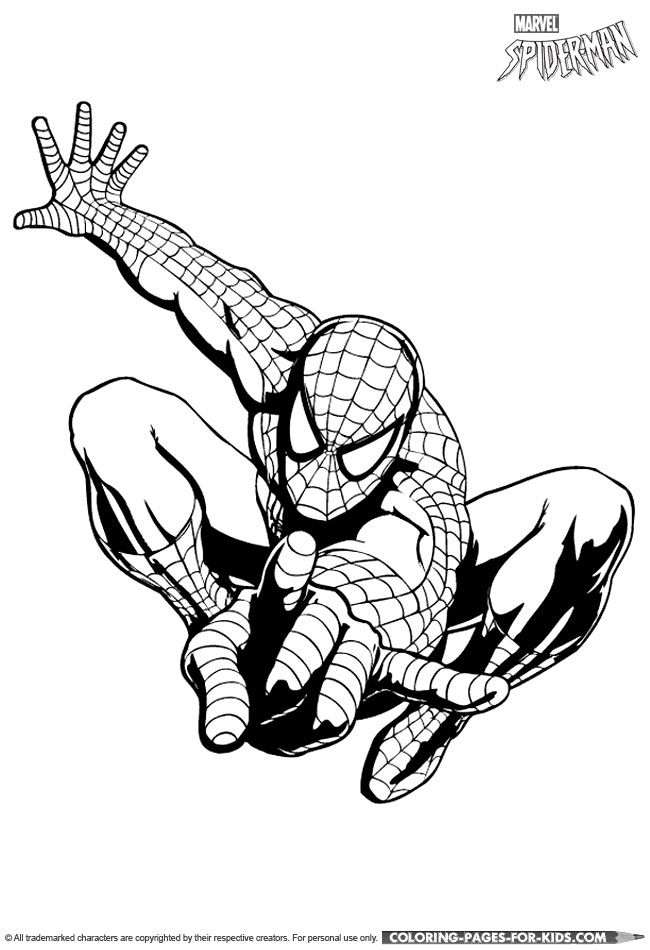Spider-man superhero coloring page for kids