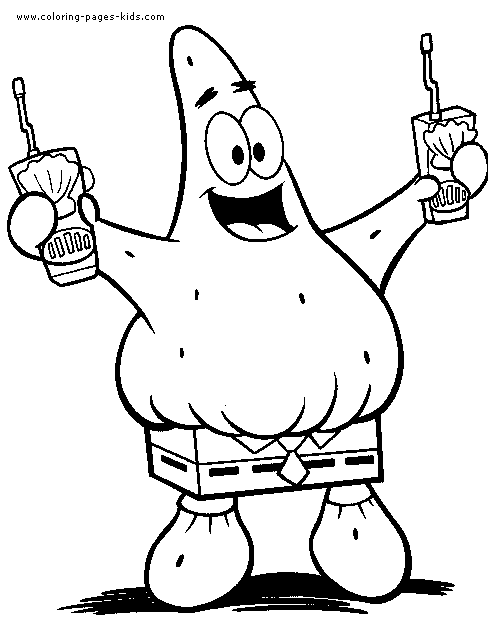 patrick Spongebob color page, cartoon characters coloring pages, color plate, coloring sheet,printable coloring picture