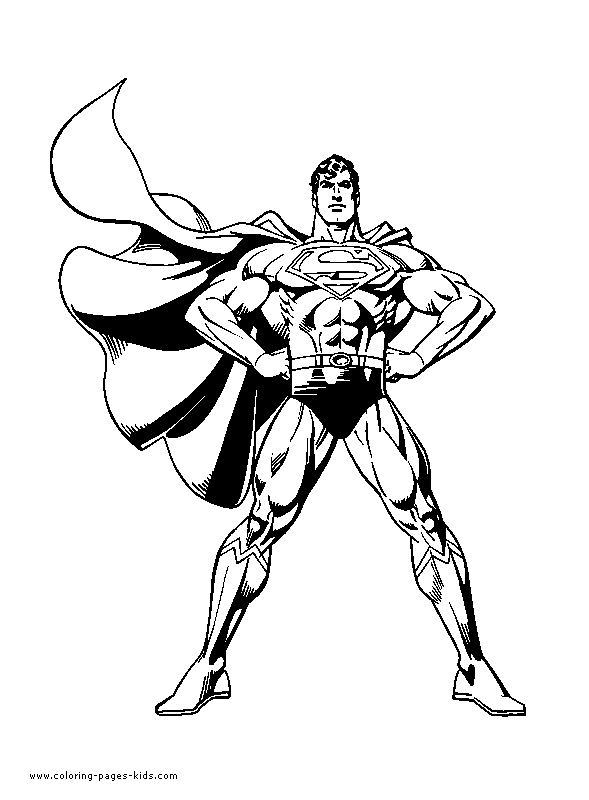 Superman color page - Free cartoon coloring book pages for kids