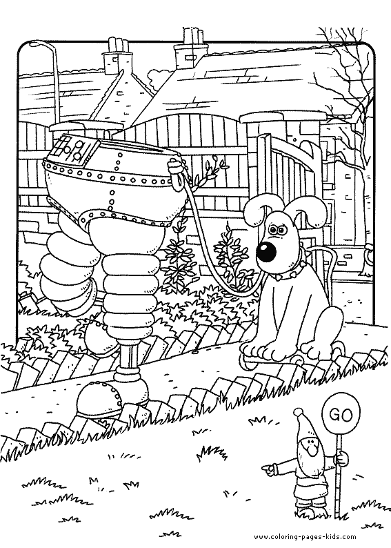 Wallace and Gromit color page, cartoon characters coloring pages, color plate, coloring sheet,printable coloring picture