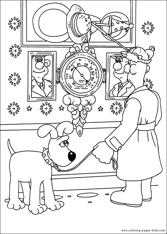 Wallace and Gromit color page, cartoon characters coloring pages, color plate, coloring sheet,printable coloring picture