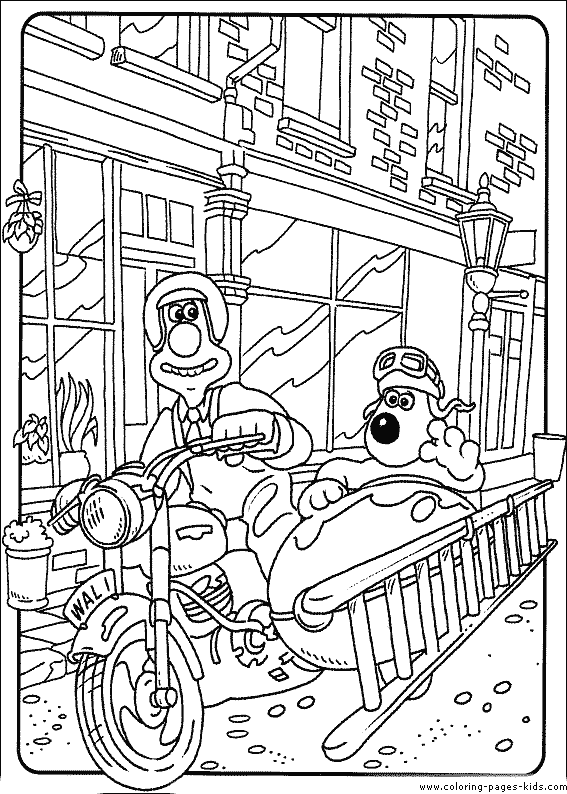 Wallace and Gromit color page, cartoon characters coloring pages, color plate, coloring sheet,printable coloring picture
