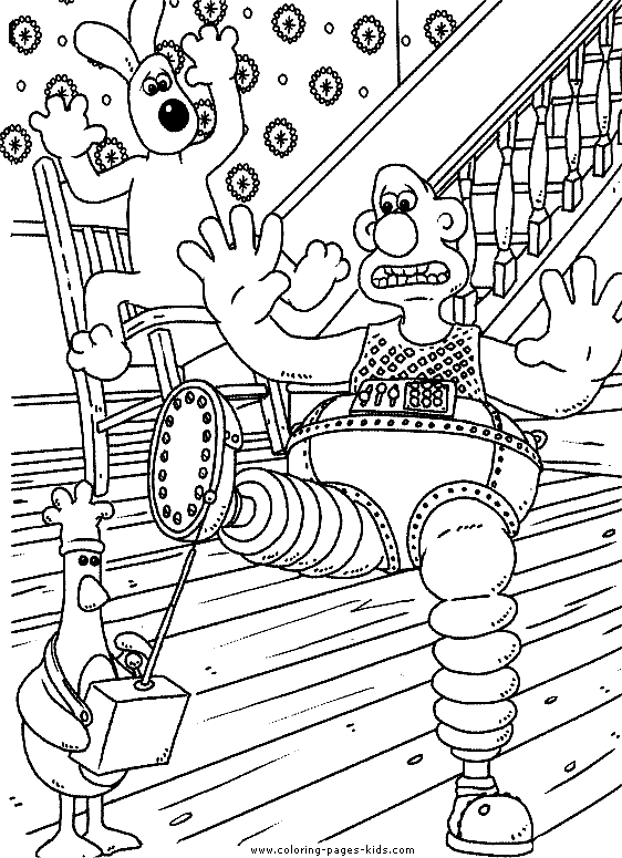 Wallace and Gromit color page, cartoon characters coloring pages, color plate, coloring sheet,printable coloring picture