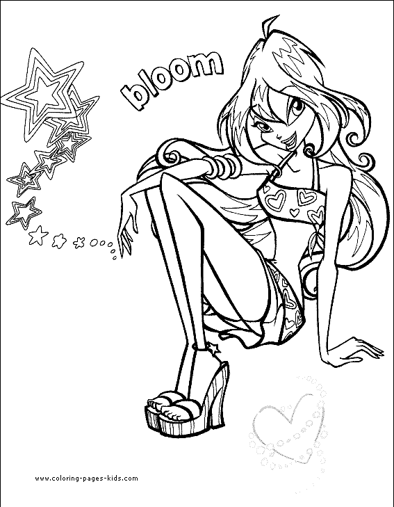 Bloom Winx Club color page, cartoon characters coloring pages, color plate, coloring sheet,printable coloring picture