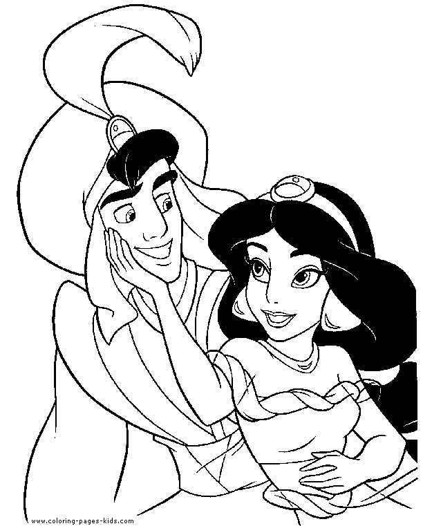 Aladin and Jasmin coloring page, aladin coloring page, disney coloring pages, color plate, coloring sheet,printable coloring picture