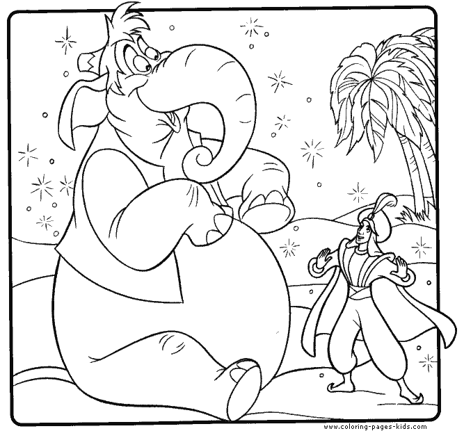 Aladin and Apu the eliphant color page, aladin coloring page, disney coloring pages, color plate, coloring sheet,printable coloring picture