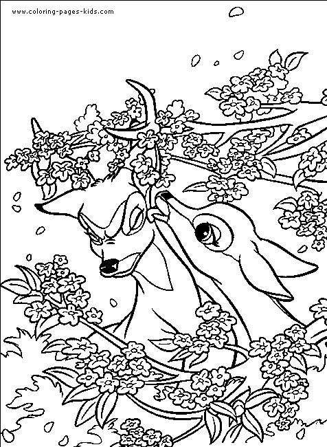 Bambi and Faline, bambi color page, disney coloring pages, color plate, coloring sheet,printable coloring picture