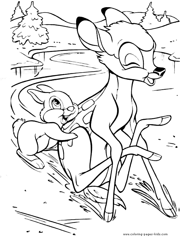 Bambi and Thumper,bambi color page, disney coloring pages, color plate, coloring sheet,printable coloring picture