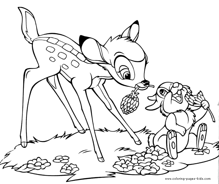 Bambi and Thumper, bambi color page, disney coloring pages, color plate, coloring sheet,printable coloring picture