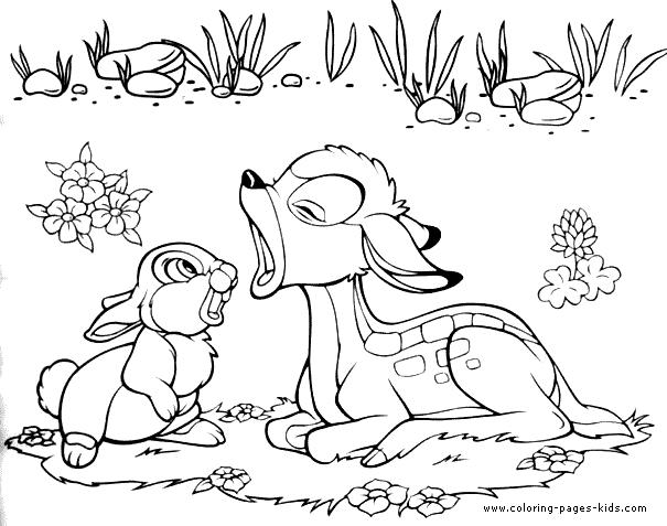 Bambi and Thumper, bambi color page, disney coloring pages, color plate, coloring sheet,printable coloring picture