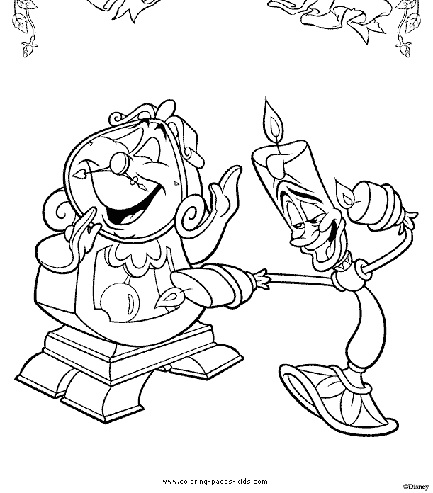 Cogsworth and Lumiere, Beauty and the Beast color page, disney coloring pages, color plate, coloring sheet,printable coloring picture