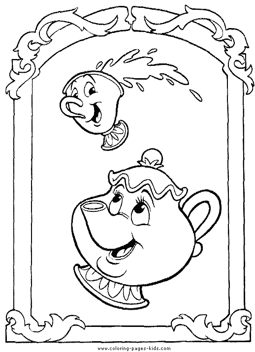 Mrs. Potts and Chip, Beauty and the Beast color page, disney coloring pages, color plate, coloring sheet,printable coloring picture