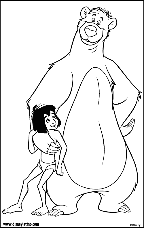 Mowgli and Baloo jungle book color page, disney coloring pages, color plate, coloring sheet,printable coloring picture