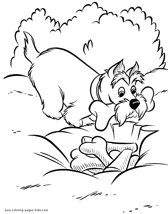 Lady and the Tramp color page, disney coloring pages, color plate, coloring sheet,printable coloring picture