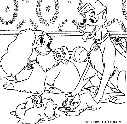 Lady and the Tramp color page, disney coloring pages, color plate, coloring sheet,printable coloring picture