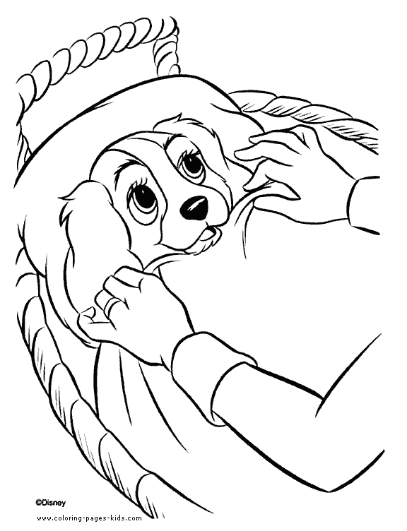 Lady and the Tramp color page, disney coloring pages, color plate, coloring sheet,printable coloring picture