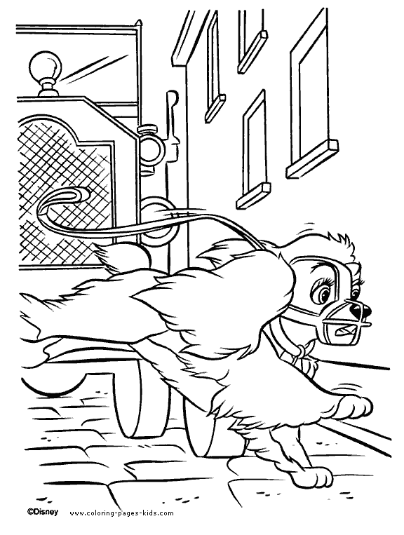 Lady and the Tramp color page, disney coloring pages, color plate, coloring sheet,printable coloring picture