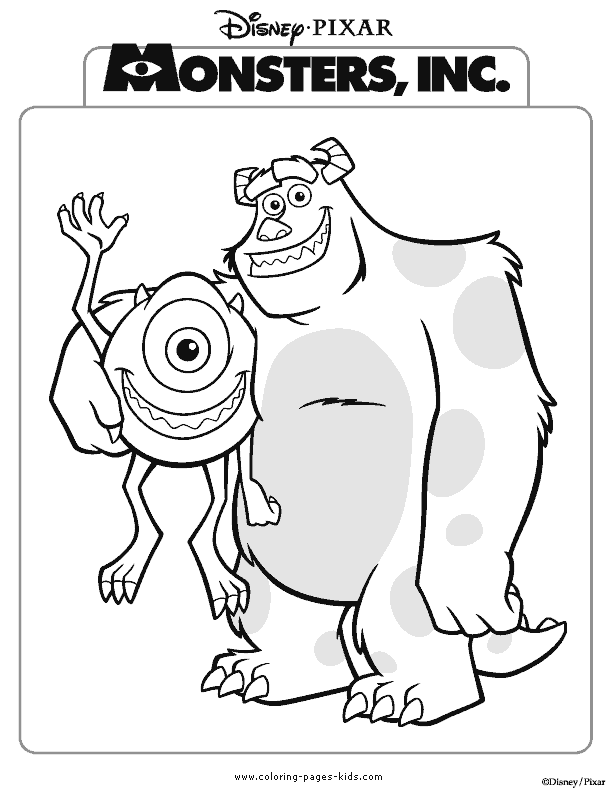 MONSTERS, INC SULLEY, MIKE AND BOO COLOURING PAGE colouring image