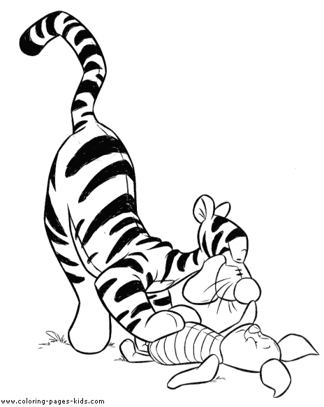 Tigger and Piglet, Winnie the Pooh color page, disney coloring pages, color plate, coloring sheet,printable coloring picture