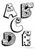 Funny Alphabet educational coloring sheet