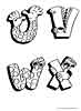 Funny Alphabet U V W X  educational coloring page