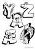 Funny Alphabet Y Z coloring page