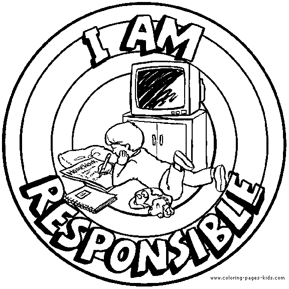 I am responsible Morale Lesson color page, education school coloring pages, color plate, coloring sheet,printable coloring picture