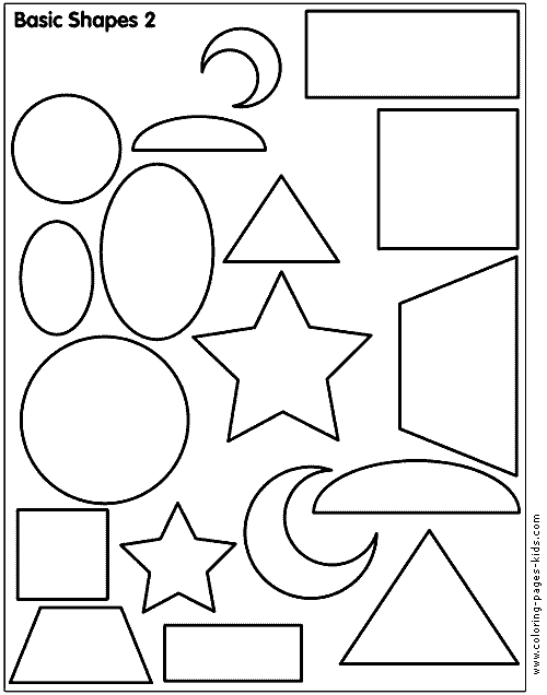 Basic shapes 2 color page Shape color page, education school coloring pages, color plate, coloring sheet,printable coloring picture