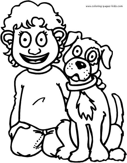 Boy and his dog Boy color page, family people jobs coloring pages, color plate, coloring sheet,printable coloring picture