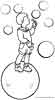 Boy blowing bubbles coloring page