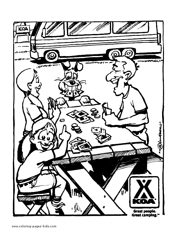 Camping color page, family people jobs coloring pages, color plate, coloring sheet,printable coloring picture