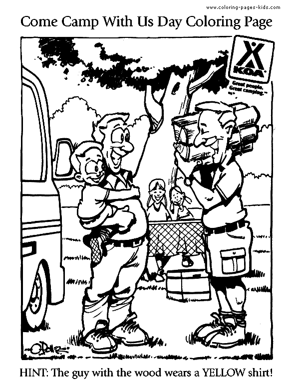 Camping color page, family people jobs coloring pages, color plate, coloring sheet,printable coloring picture