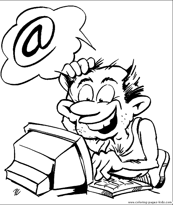 Man sending an email color page computer coloring pages, color plate, coloring sheet,printable coloring picture