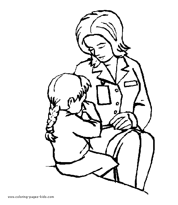 Doctor and child Doctors & Hospital coloring page, family people jobs coloring pages, color plate, coloring sheet,printable coloring picture