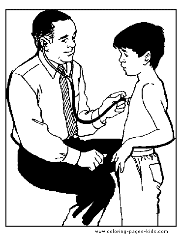 Doctor and child color page Doctors & Hospital coloring page, family people jobs coloring pages, color plate, coloring sheet,printable coloring picture
