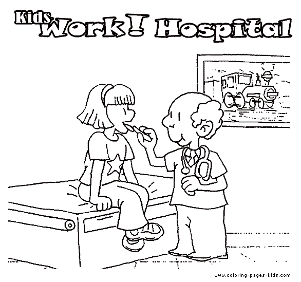 Doctors & Hospital coloring page, family people jobs coloring pages, color plate, coloring sheet,printable coloring picture