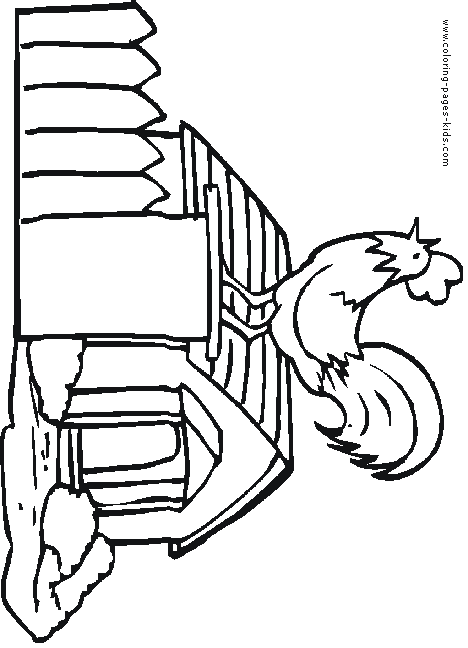 Rooster Farm color page, family people jobs coloring pages, color plate, coloring sheet,printable coloring picture