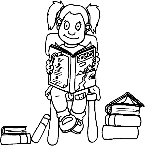 Girl reading a book Girl color page, family people jobs coloring pages, color plate, coloring sheet,printable coloring picture