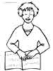 Girl reading Braille coloring picture
