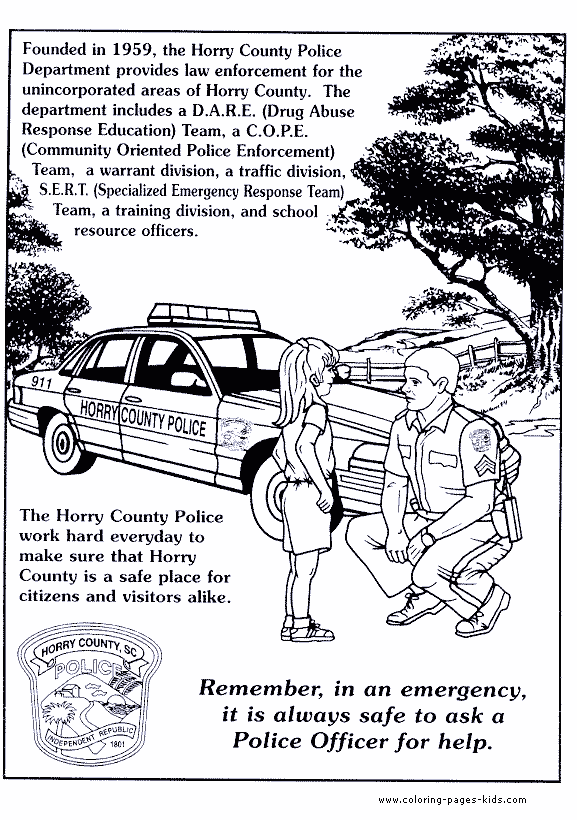 Police color page, family people jobs coloring pages, color plate, coloring sheet,printable coloring picture