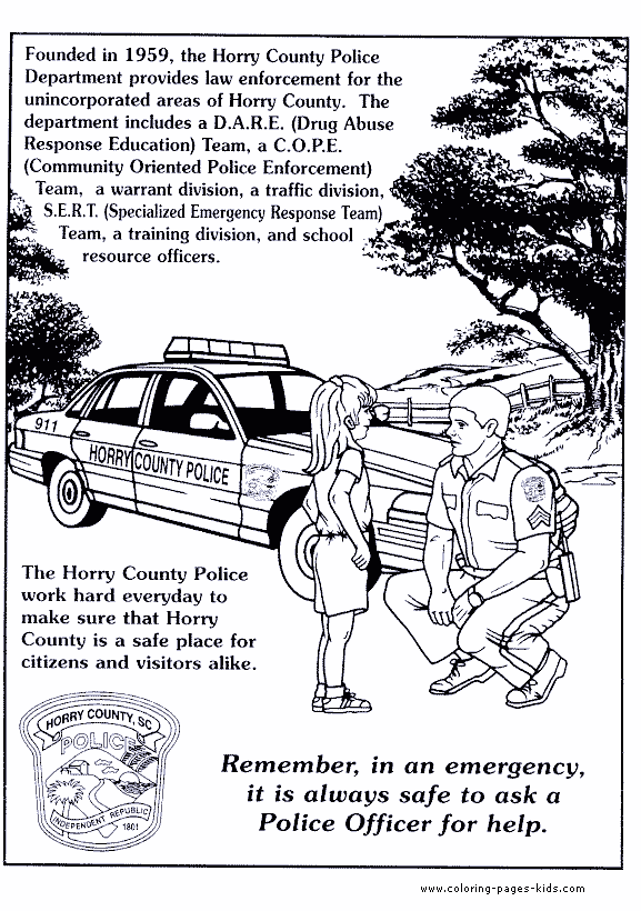 community helpers coloring pages police officer